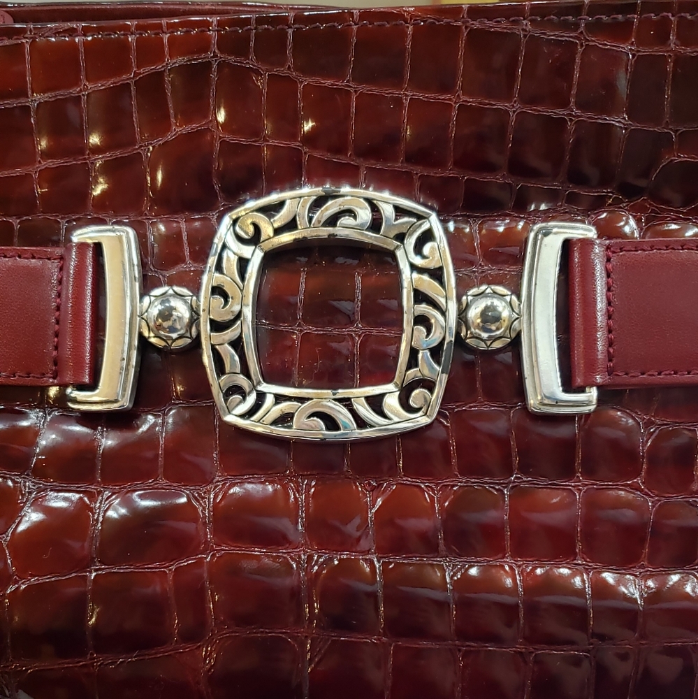 Sold Brighton Dark Red/Burgundy Croc Purse + Bonus - Picture 2 of 8